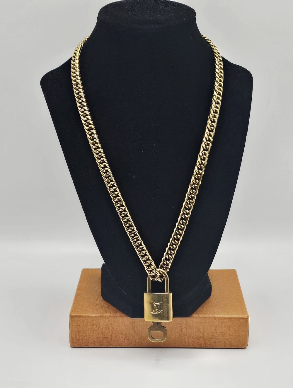 Louis Vuitton Brass Padlock and Key with Chain